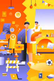 父亲节奶爸矢量插画