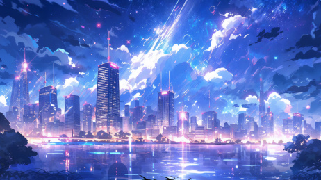 云雾下的现代都市