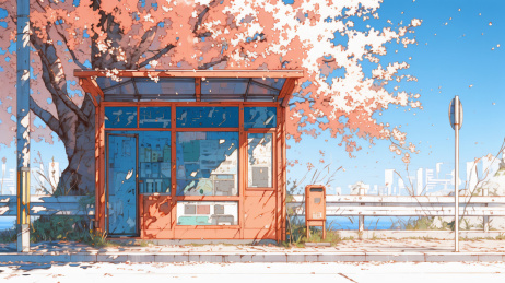 晴空下的报刊亭