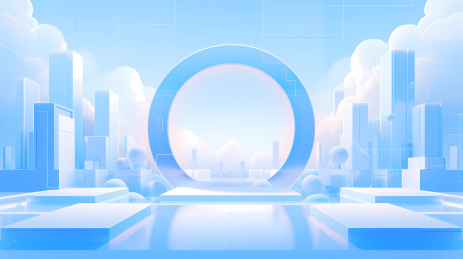 由立方体组成的科技感圆形拱门背景插画