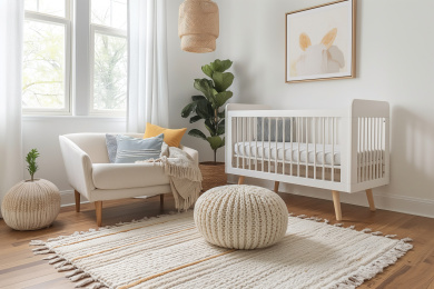 阳光明媚的儿童婴儿房间