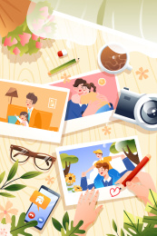 父亲节亲子矢量插画