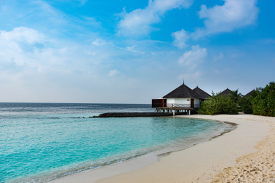 马尔代夫的蓝天沙滩海水