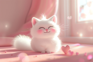 3D卡通风格一只可爱的肥胖小猫