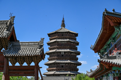 山西应县木塔 纯木结构佛塔 