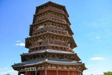 山西应县木塔 纯木结构佛塔 