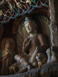 山西大同云冈石窟佛像雕塑佛教历史文化遗产