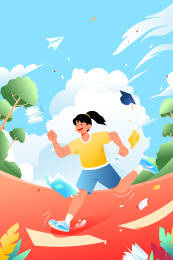 高考加油矢量插画