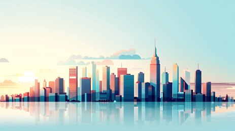 城市建筑天际线背景海报