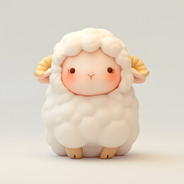 3D可爱卡通白色小羊元素插画