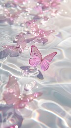 水面粉色蝴蝶