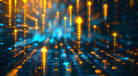 未来科技金色上升箭头概念场景