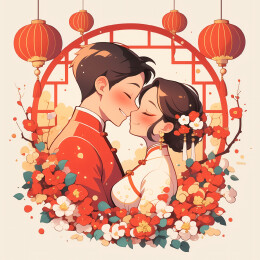 情人节情侣亲昵依偎相拥