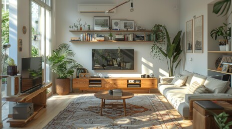 明亮客厅绿植装饰