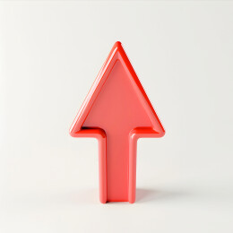 3D粘土红色向上箭头元素插画