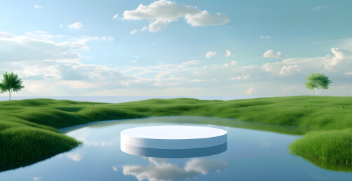 唯美山水风景产品展台场景