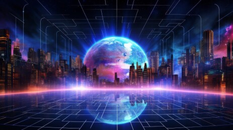 赛博朋克城市背景素材图片