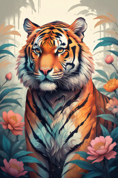 色彩缤纷的手绘花植物壁纸插画
