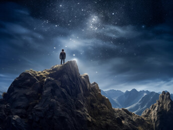 在山顶眺望的人