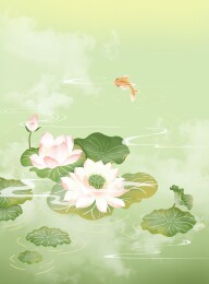 夏天池塘里的荷花荷叶背景