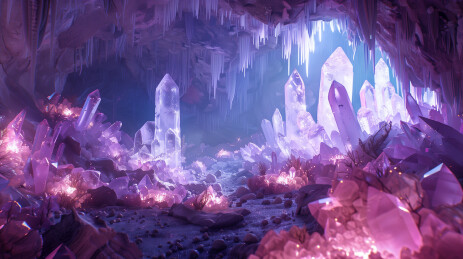 洞穴冰洞探险户外水晶宝石创意设计艺术插画