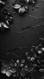 围绕花边的浮雕浅浮雕黑色大理石画框插画