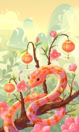 蛇年国风插画