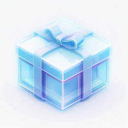 3D蓝色透明水晶礼品盒