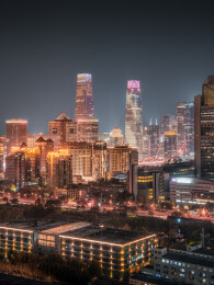 北京国贸夜景城市天际线