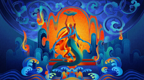 山海经之女娲补天创意插画