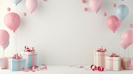 绑着气球的礼盒背景壁纸