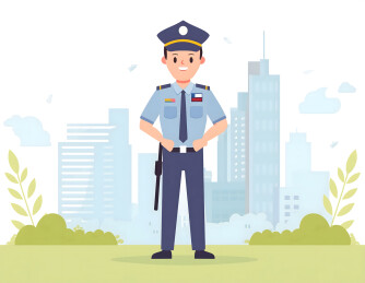 一位穿着制服的警察卡通插画