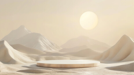 日落时沙漠对天的景色