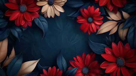 红色开花植物的高角度观察