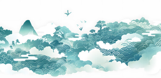 中式手绘风景插画