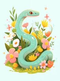 蛇年可爱插画图案背景