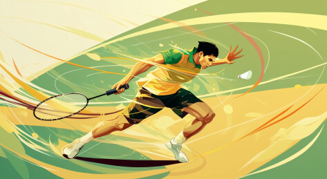 羽毛球酷炫潮流爆发力插画