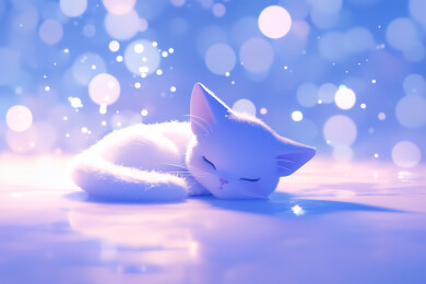 梦幻一只仰着脸的宠物猫3D立体卡通插画