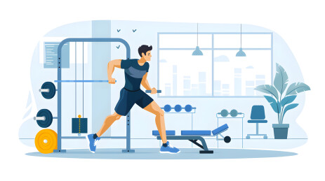 健身房运动卡通插画