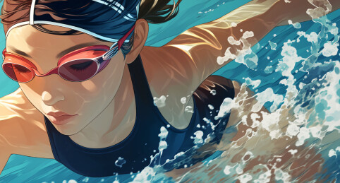 运动员正在游泳