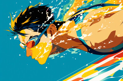 运动员正在游泳