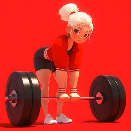 一个女生正在举重3D建模插画
