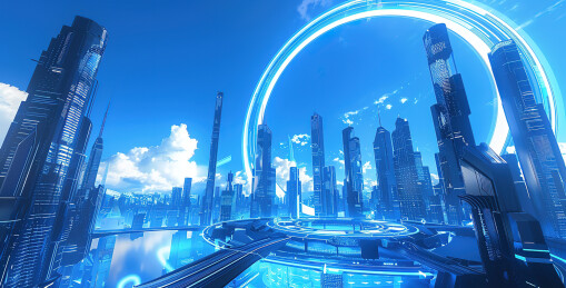 网络科技概念城市风光