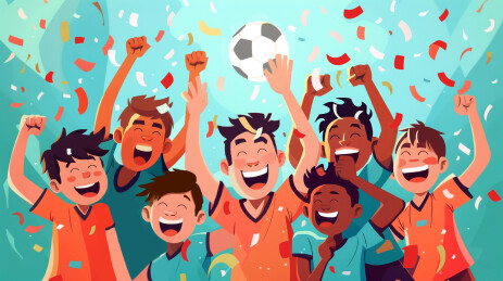 球队的胜利欢呼庆祝