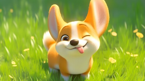 一只做鬼脸的小柯基