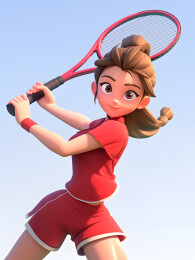 3D卡通女生打网球