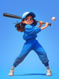 3D卡通女生打棒球