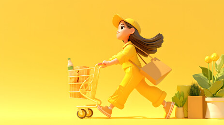 3D卡通女生购物