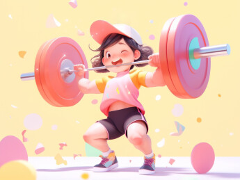 举重女孩3D立体可爱姿势