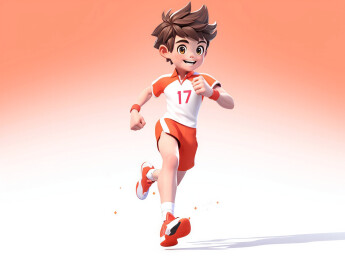 田径跑步开心男孩3D立体动态姿势